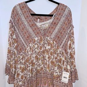Free People Ivory Combo Shirt/ Dress